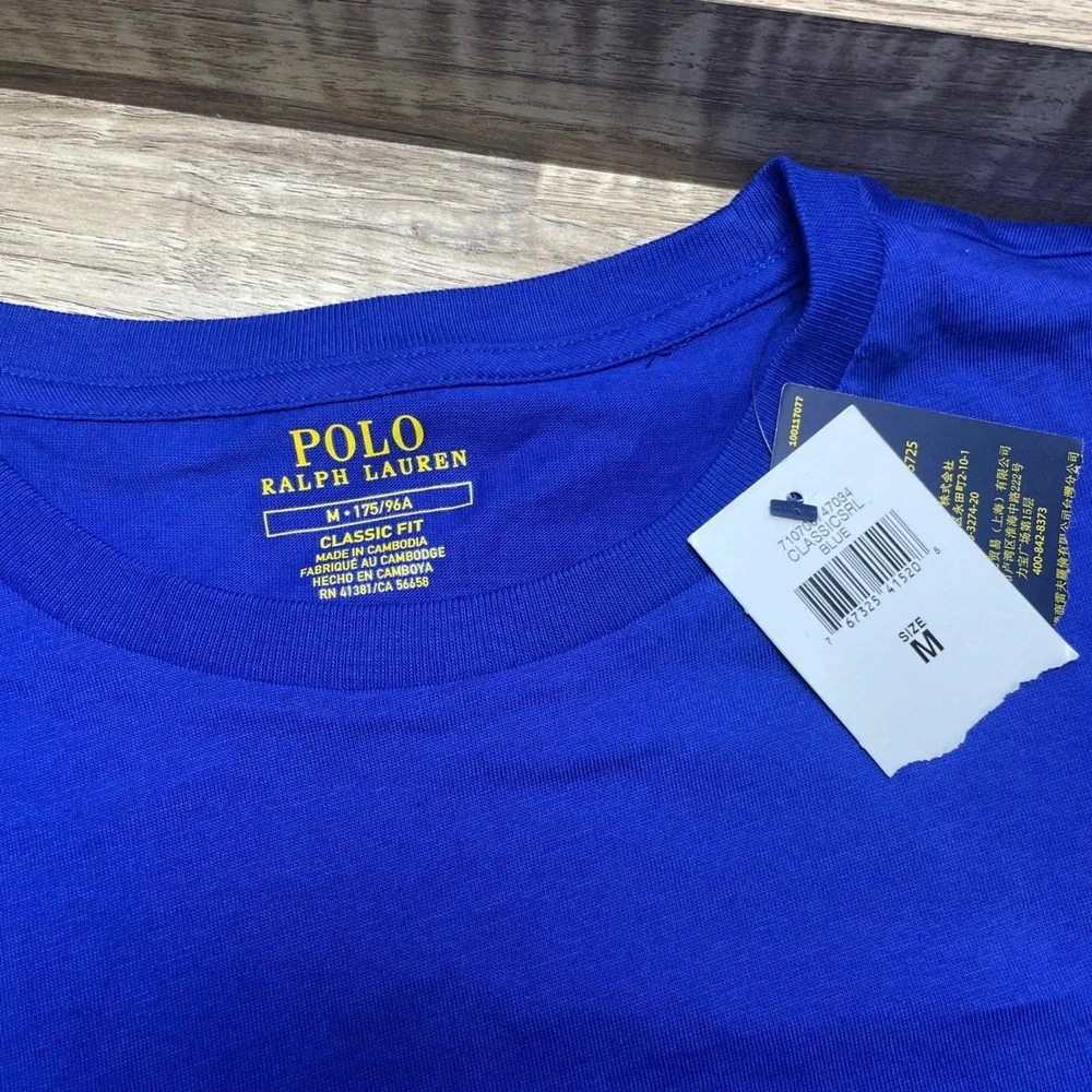 Polo Ralph Lauren Mens Classic Fit Blue Cotton Crew Neck T-Shirt Medium New